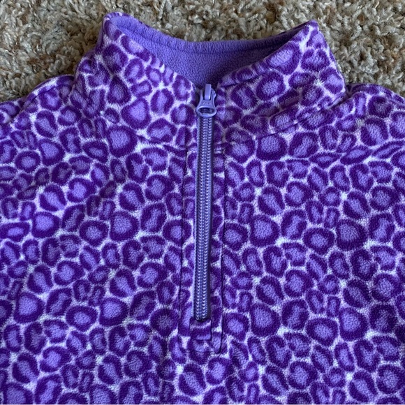 Hanna Andersson Purple Leopard Cheetah Quarter Zip Fleece - Picture 3 of 9